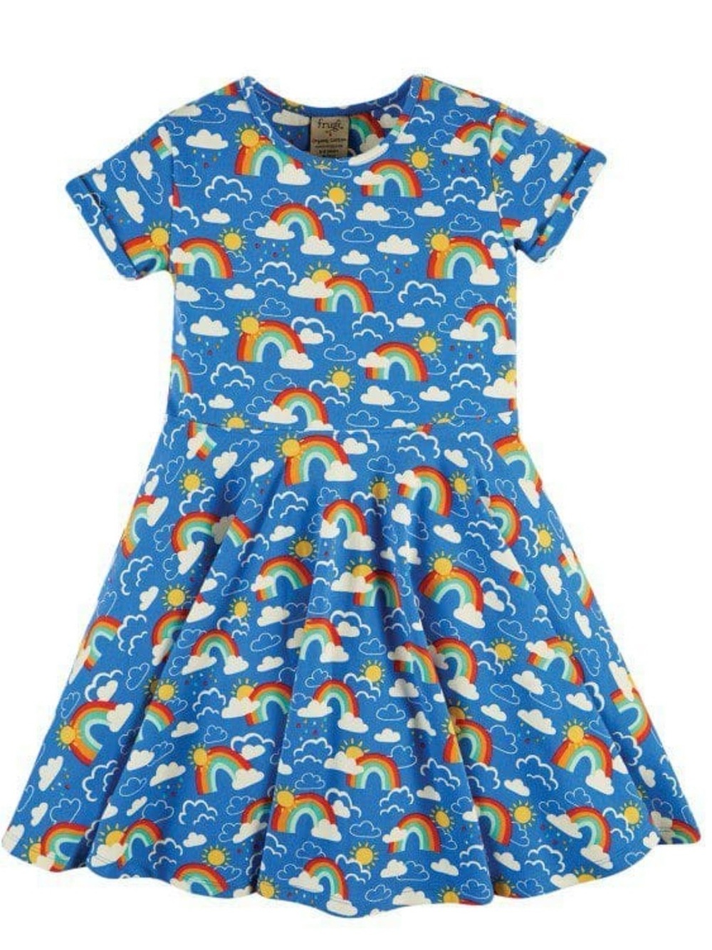 Frugi Blue Rainbow Sun Skater Dress Sz 7-8